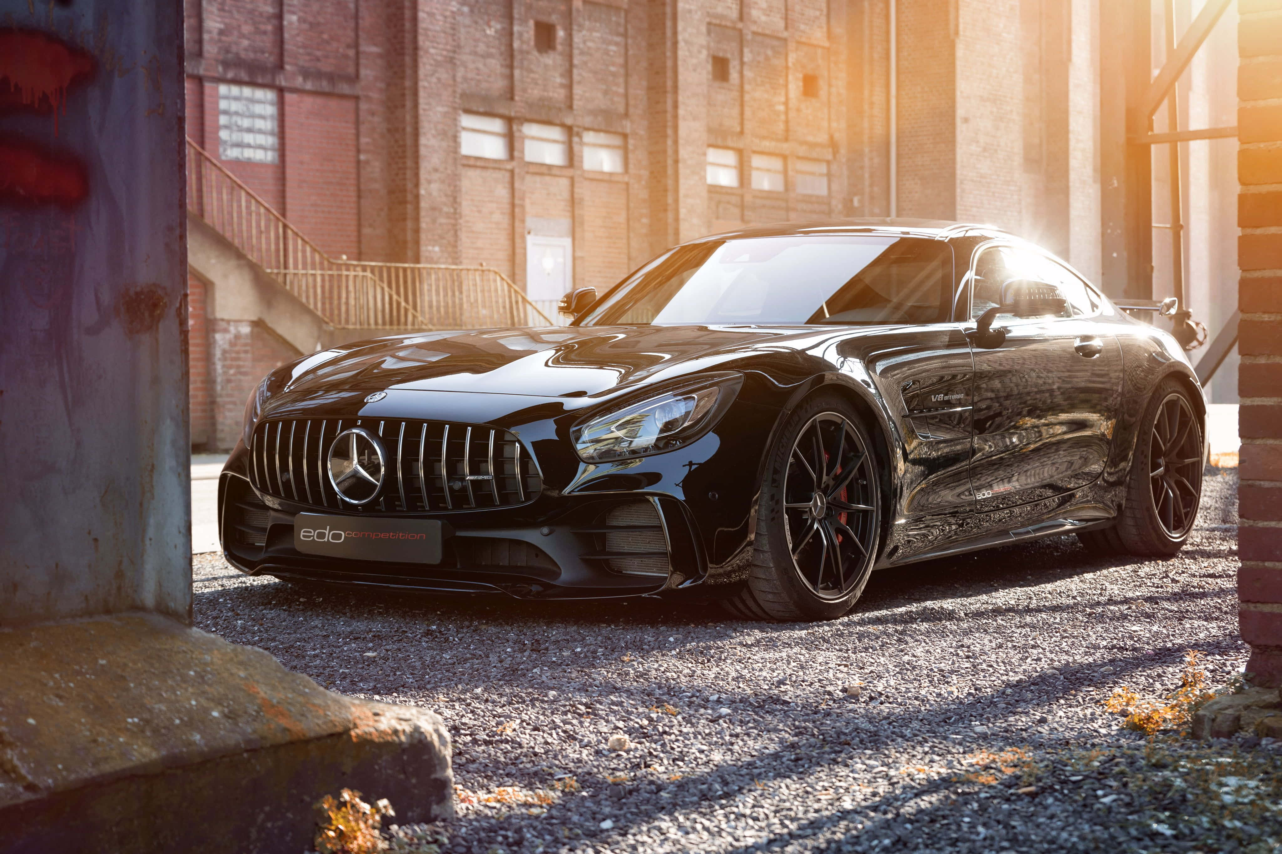Mercedes-AMG GT, black, gravel, 4K Desktop Wallpaper