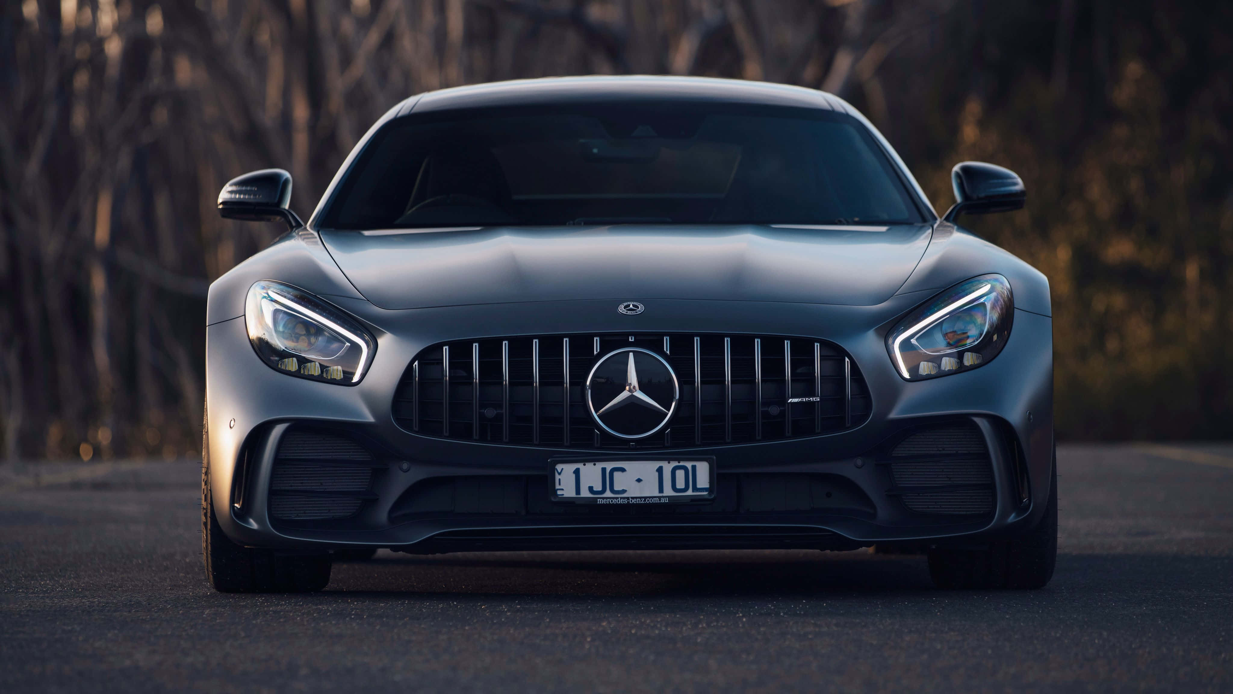 Mercedes-AMG GT, matte gray, front view, 4K Desktop Wallpaper
