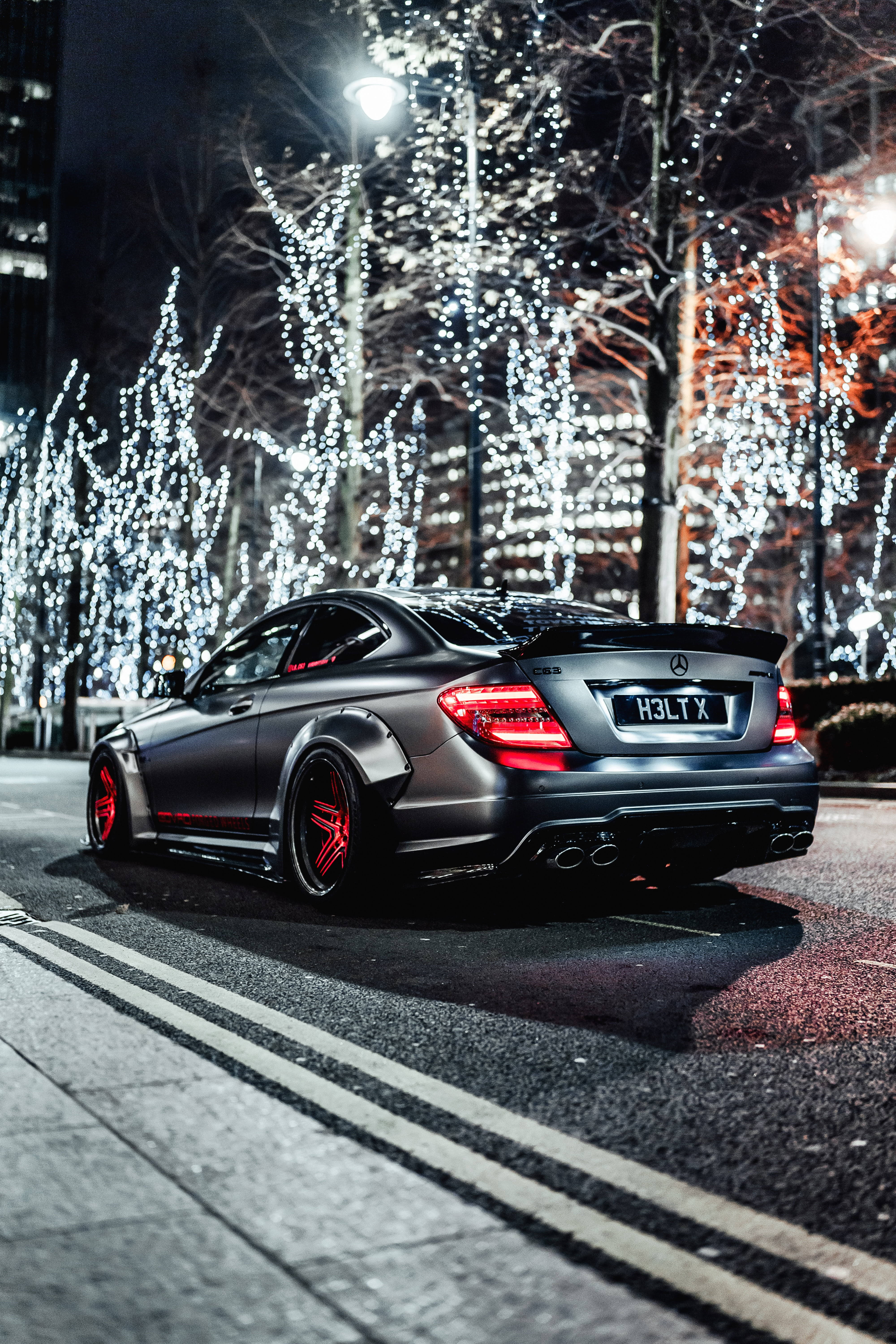 Mercedes AMG, matte black, red accents, 5K Phone Wallpaper