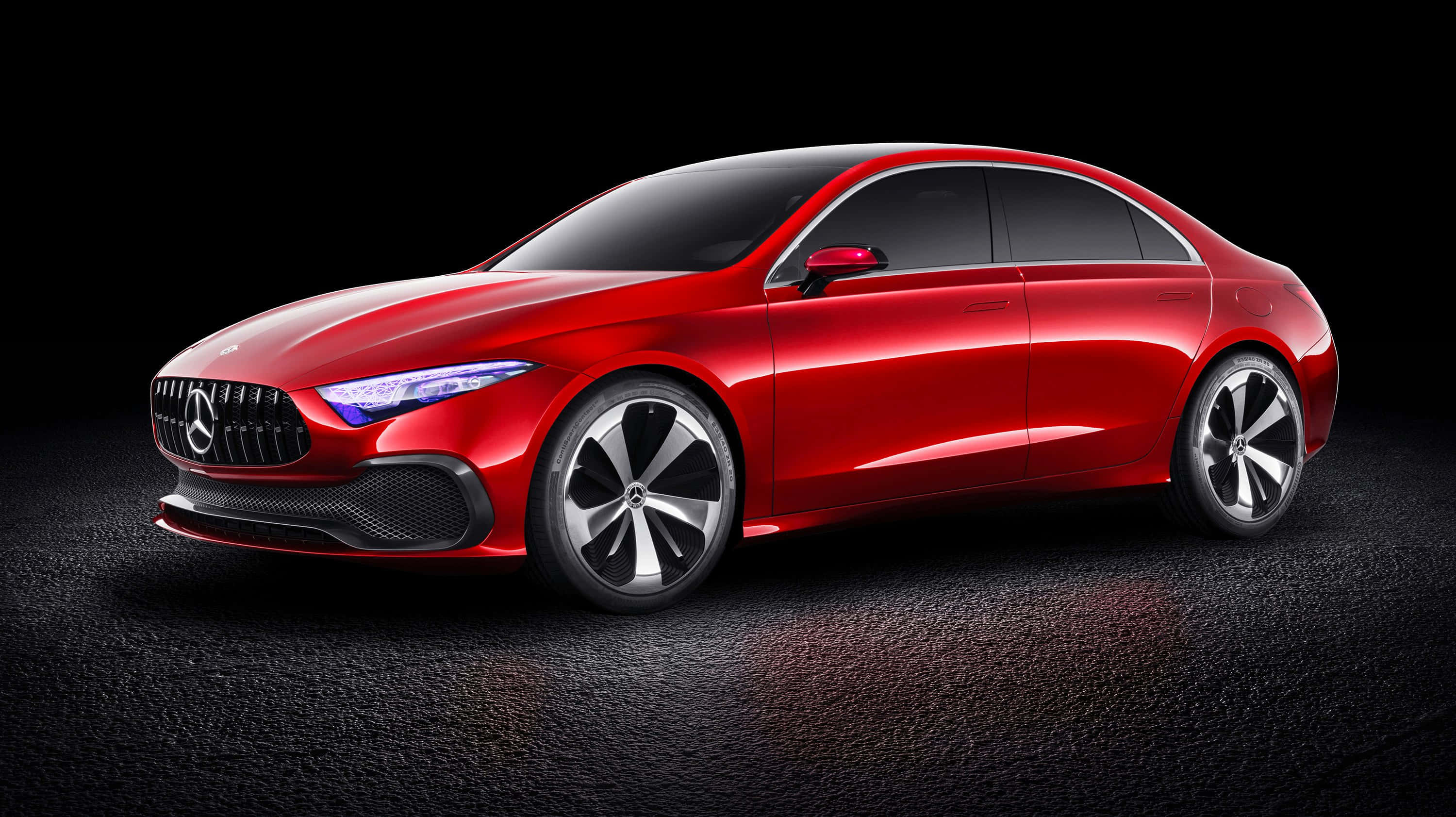 Mercedes-Benz A-Class, red, studio lights, 2K Desktop Wallpaper