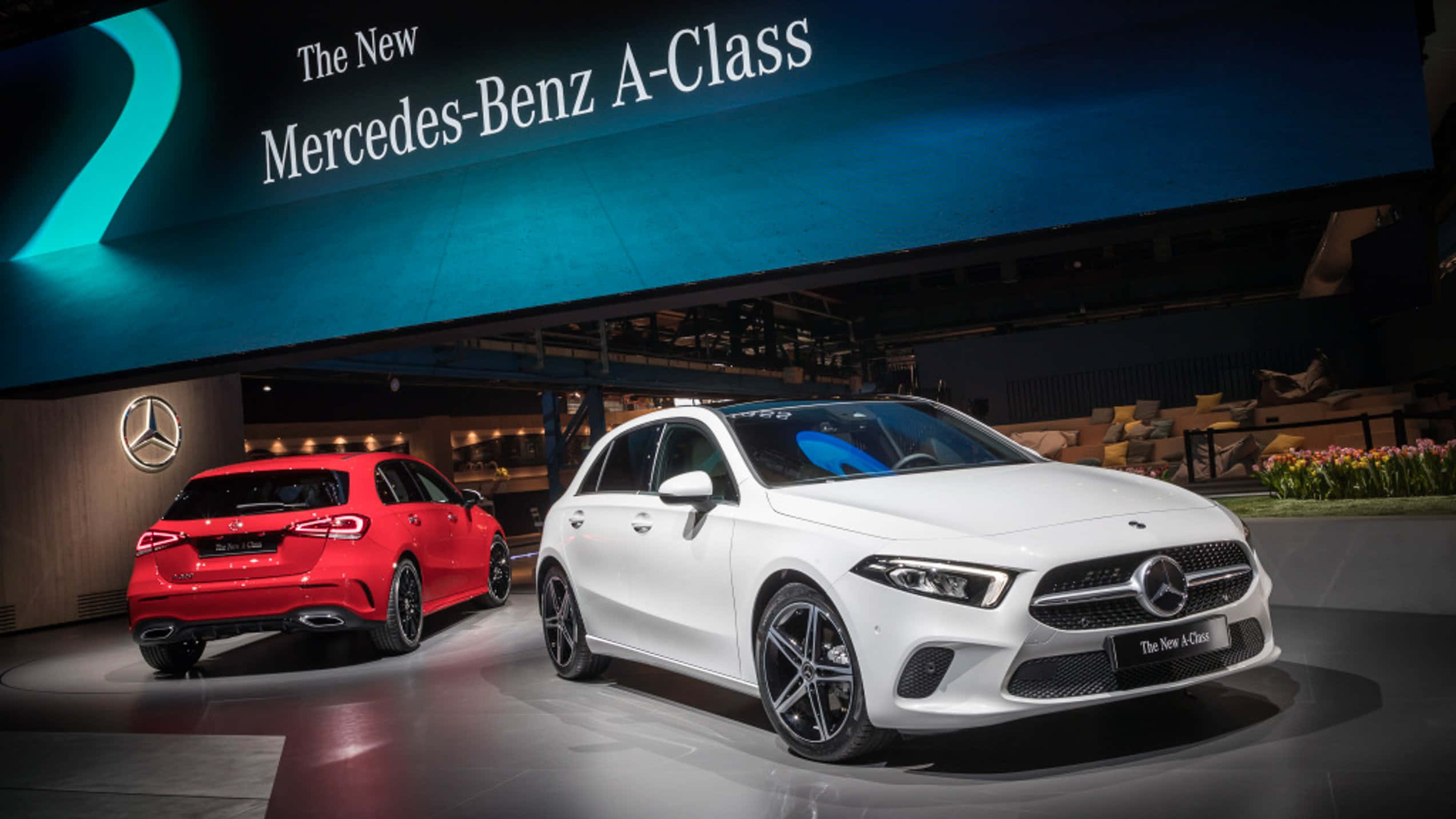 Mercedes-Benz A-Class, red, white, Full HD Desktop Wallpaper