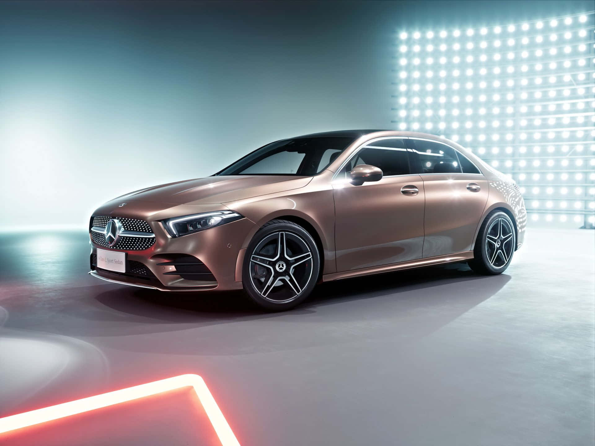 Mercedes-Benz A-Class, bronze, studio lights, Full HD Desktop Wallpaper