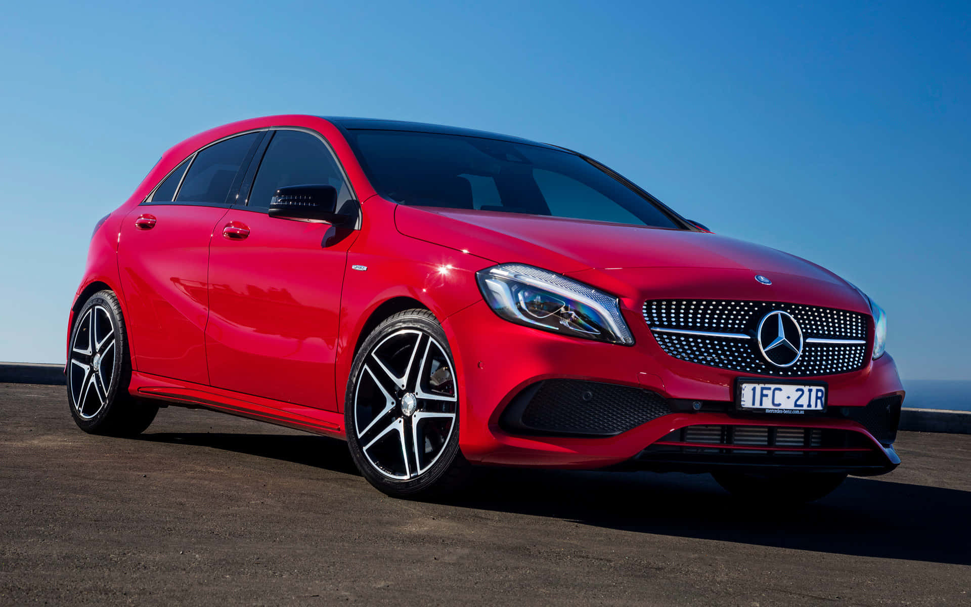 Mercedes-Benz A-Class, vibrant red, bright sunlight, Full HD Desktop Wallpaper