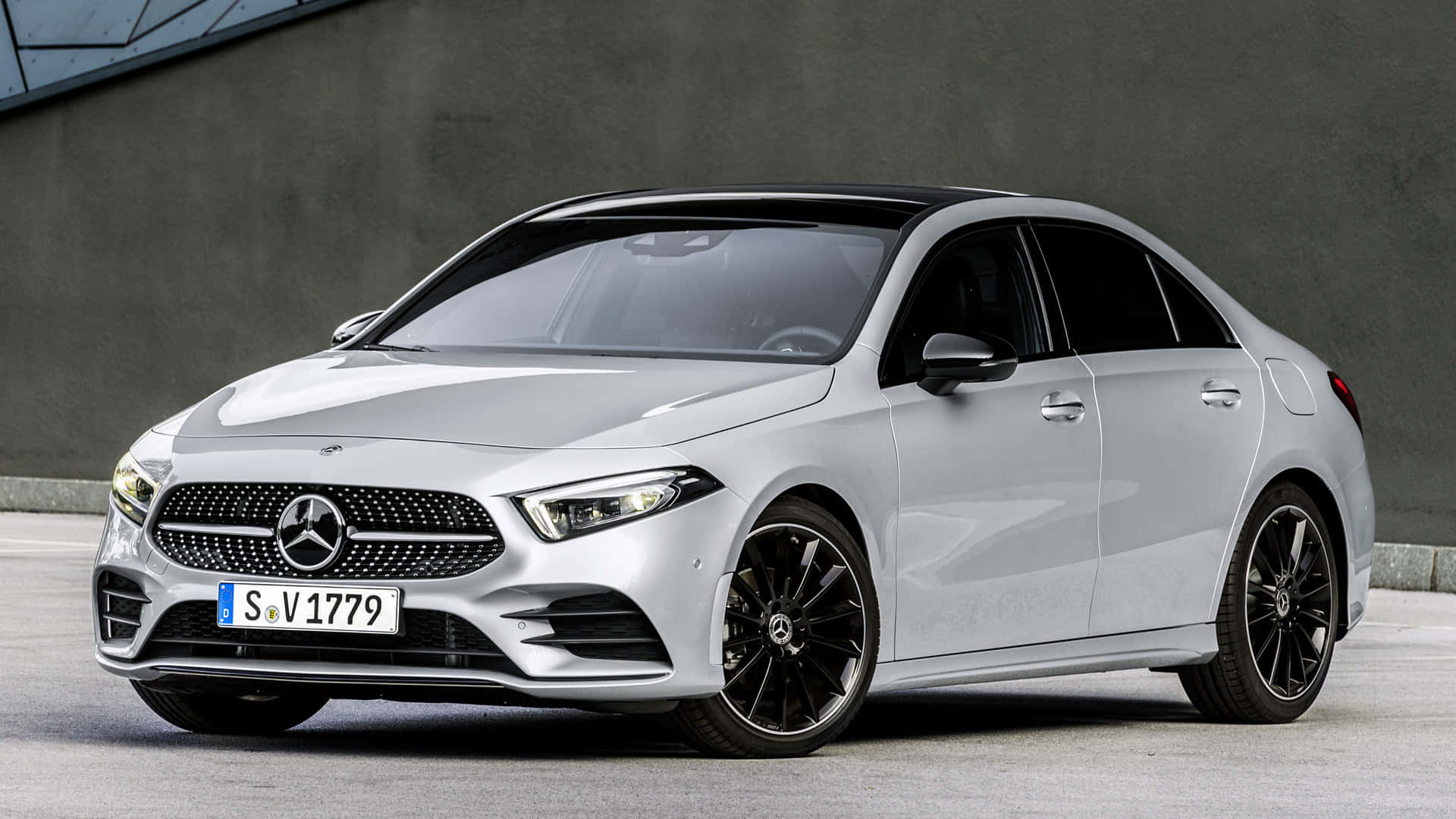 Mercedes-Benz A-Class, silver, black rims, Full HD Desktop Wallpaper