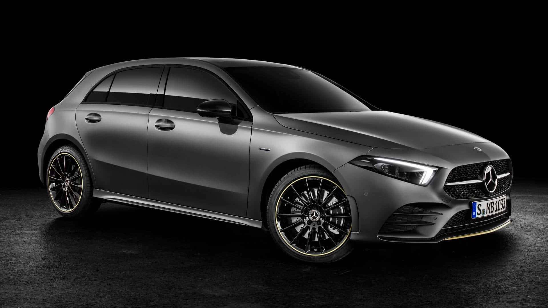 Mercedes-Benz A-Class, matte gray, black rims, HD Desktop Wallpaper
