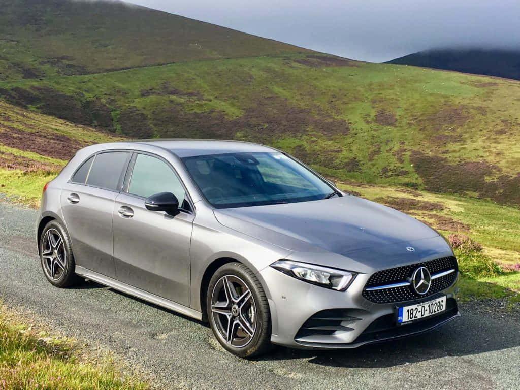 Mercedes-Benz A-Class, silver, gravel road, SD Desktop Wallpaper