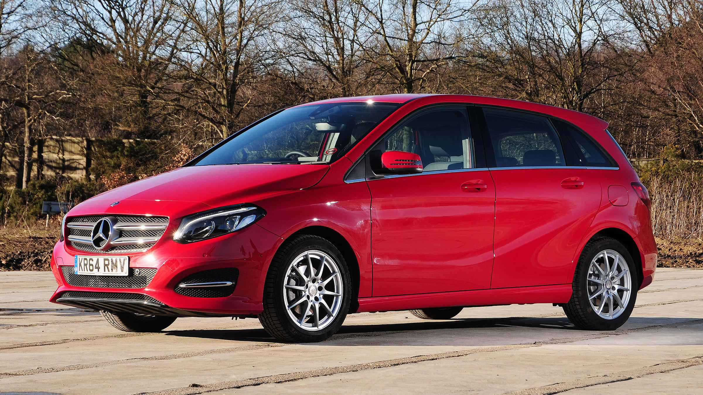 Mercedes-Benz B-Class, vibrant red, hatchback, Full HD Desktop Wallpaper