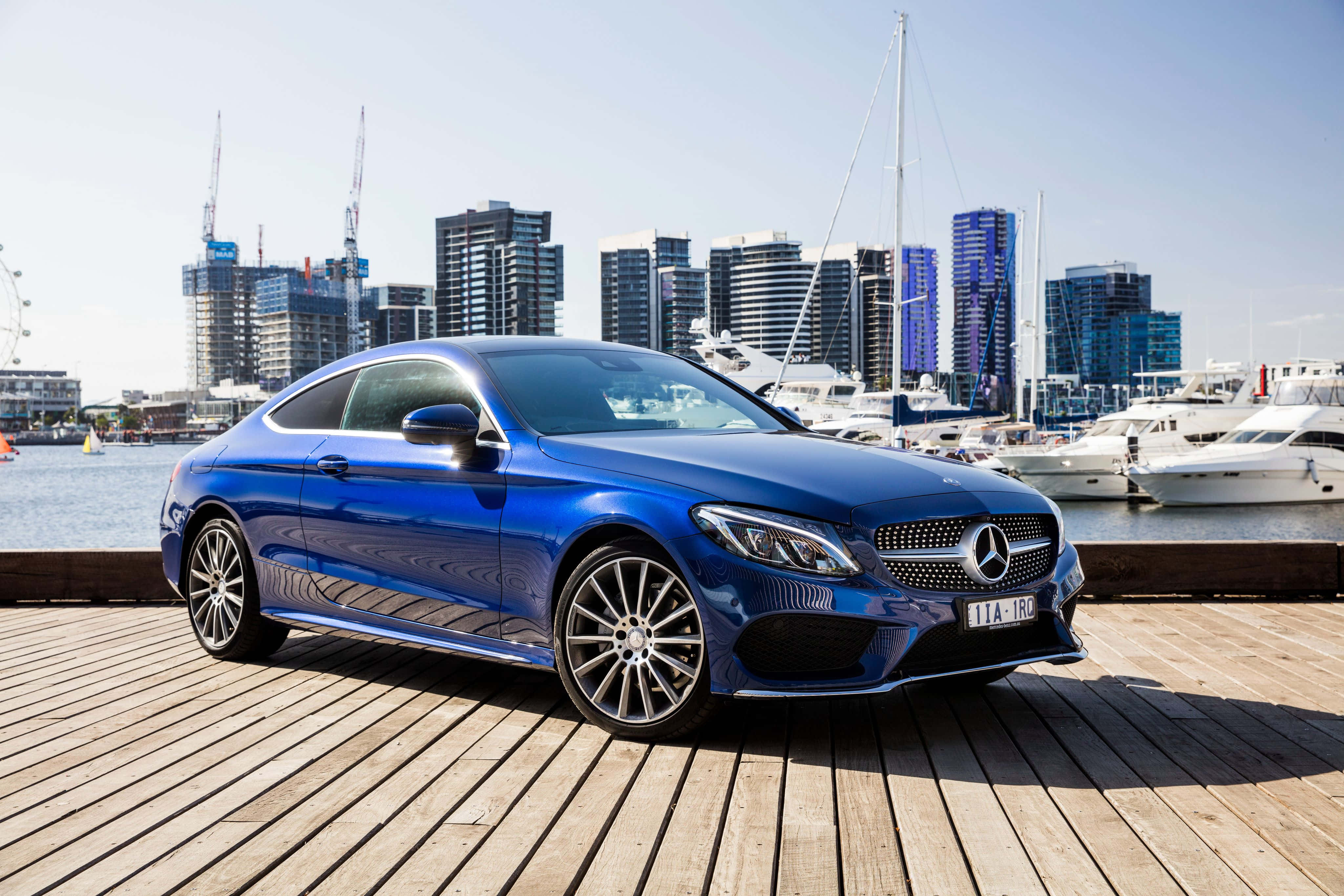 Mercedes Benz C-class, coupe, blue, 4K Desktop Wallpaper