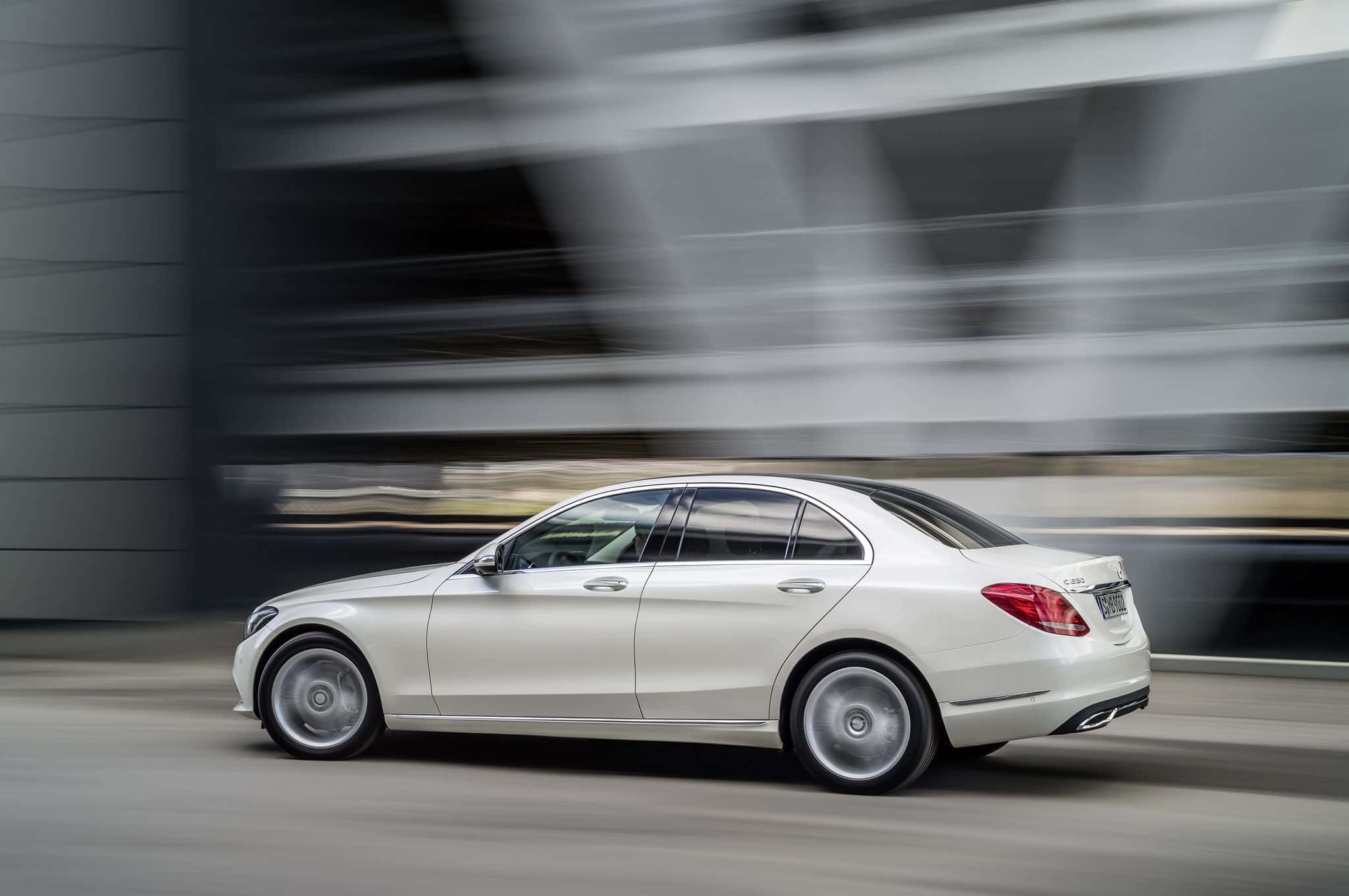 Mercedes Benz C-class, white, motion blur, Full HD Desktop Wallpaper