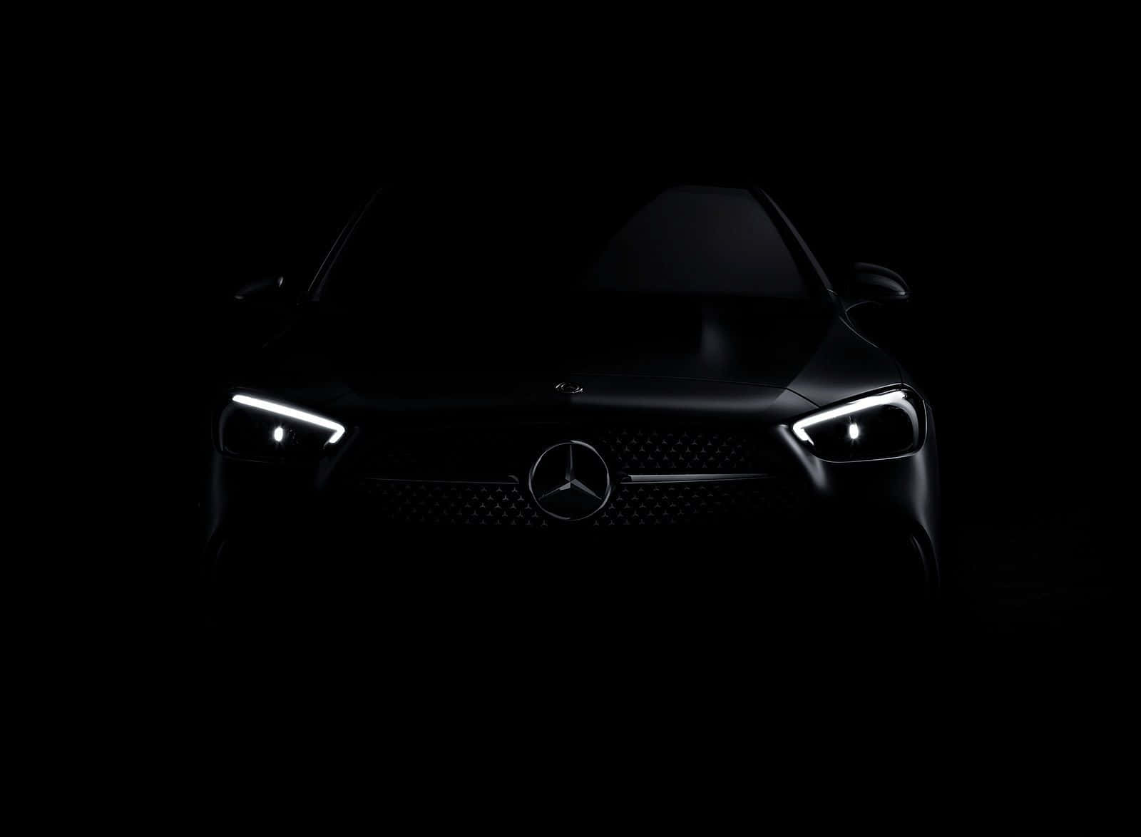 Mercedes Benz C-class, sleek black, sharp white headlights, HD Desktop Wallpaper