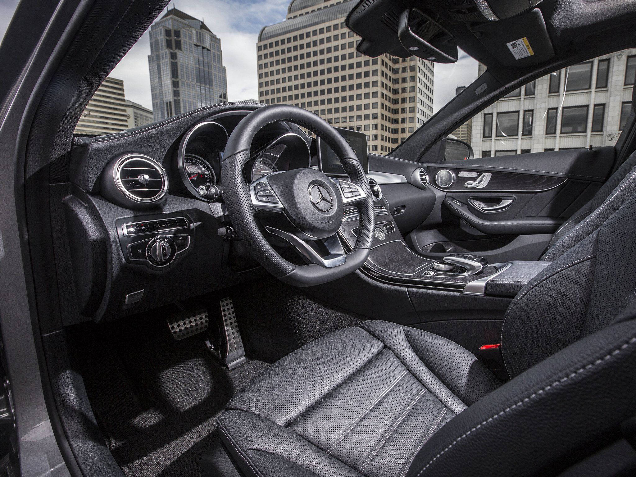 Mercedes Benz C300, black leather interior, driver's side, Full HD Desktop Wallpaper