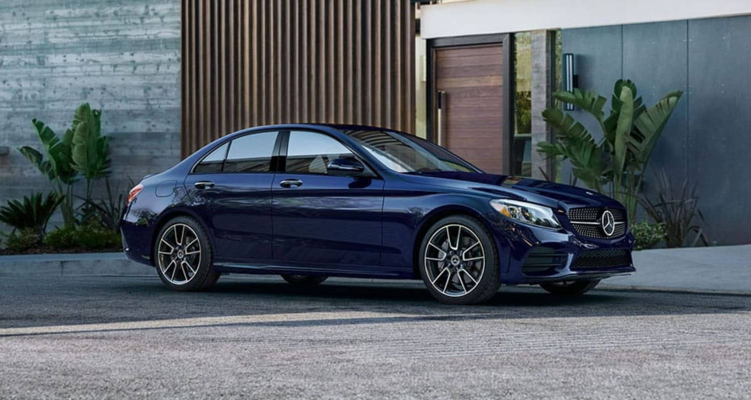 Mercedes Benz C300, sleek, dark blue, HD Desktop Wallpaper