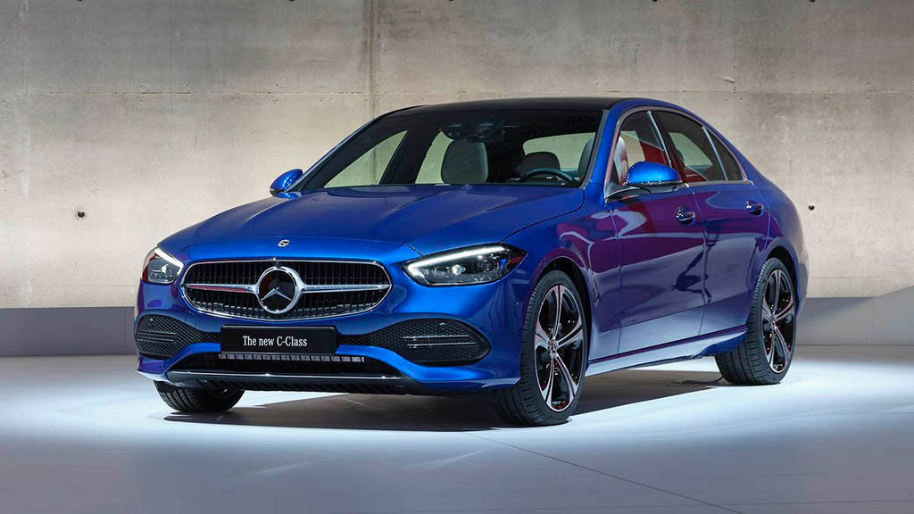 Mercedes Benz C300, metallic blue paint, glossy blue, SD Desktop Wallpaper