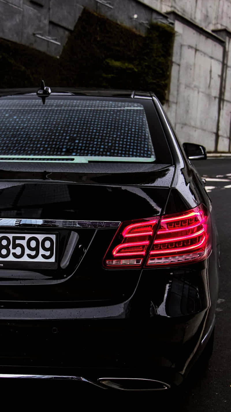 Mercedes Benz Clase E, black, glowing red taillights, HD Phone Wallpaper