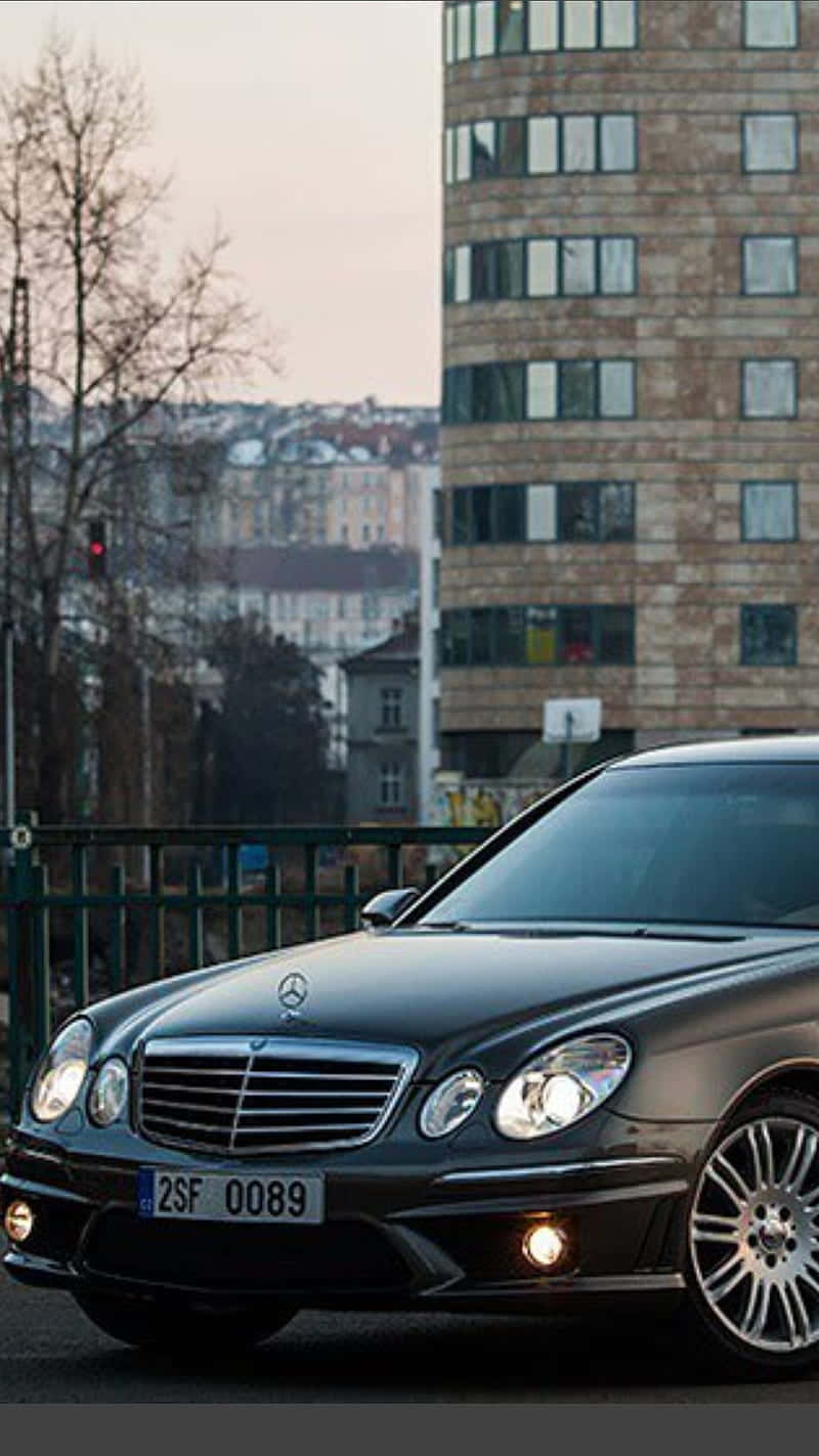 Mercedes Benz Clase E, black, twilight, HD Phone Wallpaper