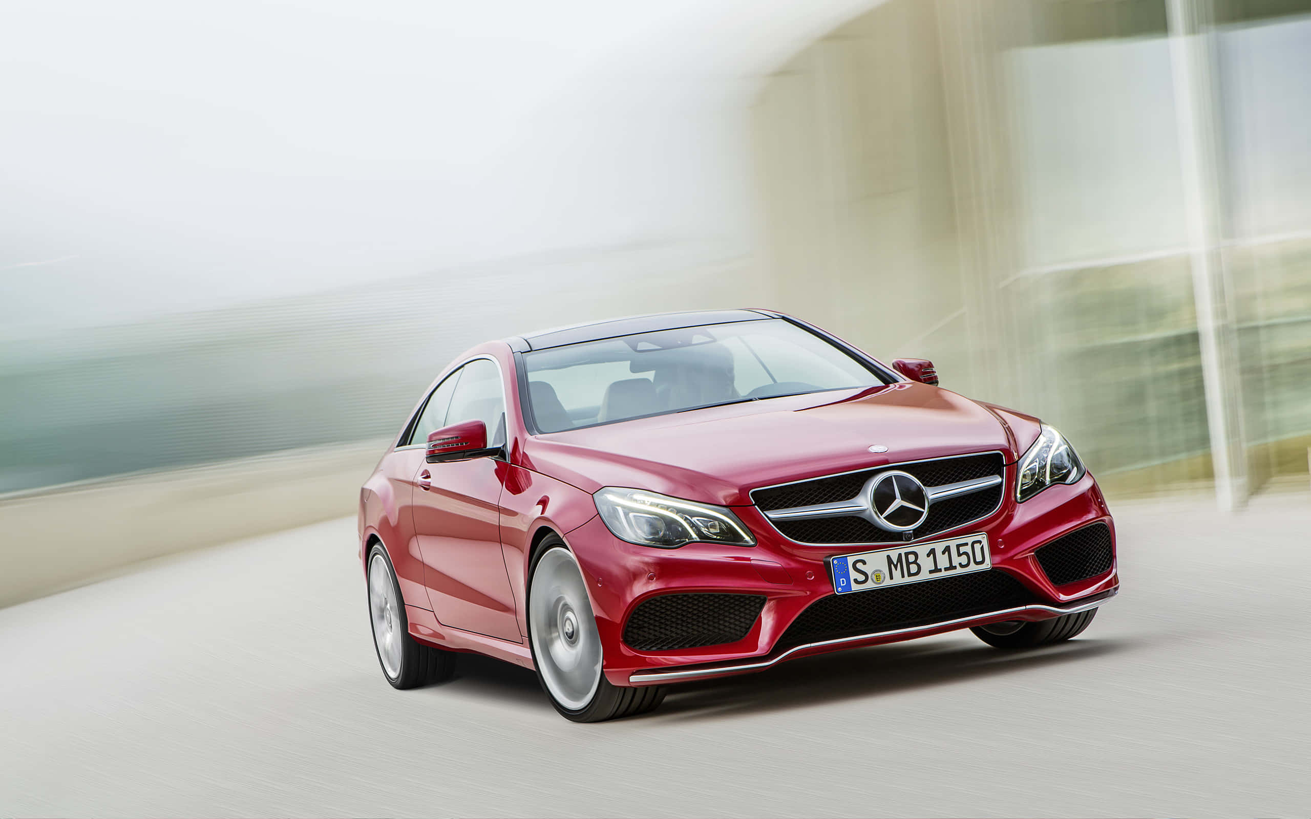 Mercedes Benz Clase E, red, coupe, 2K Desktop Wallpaper