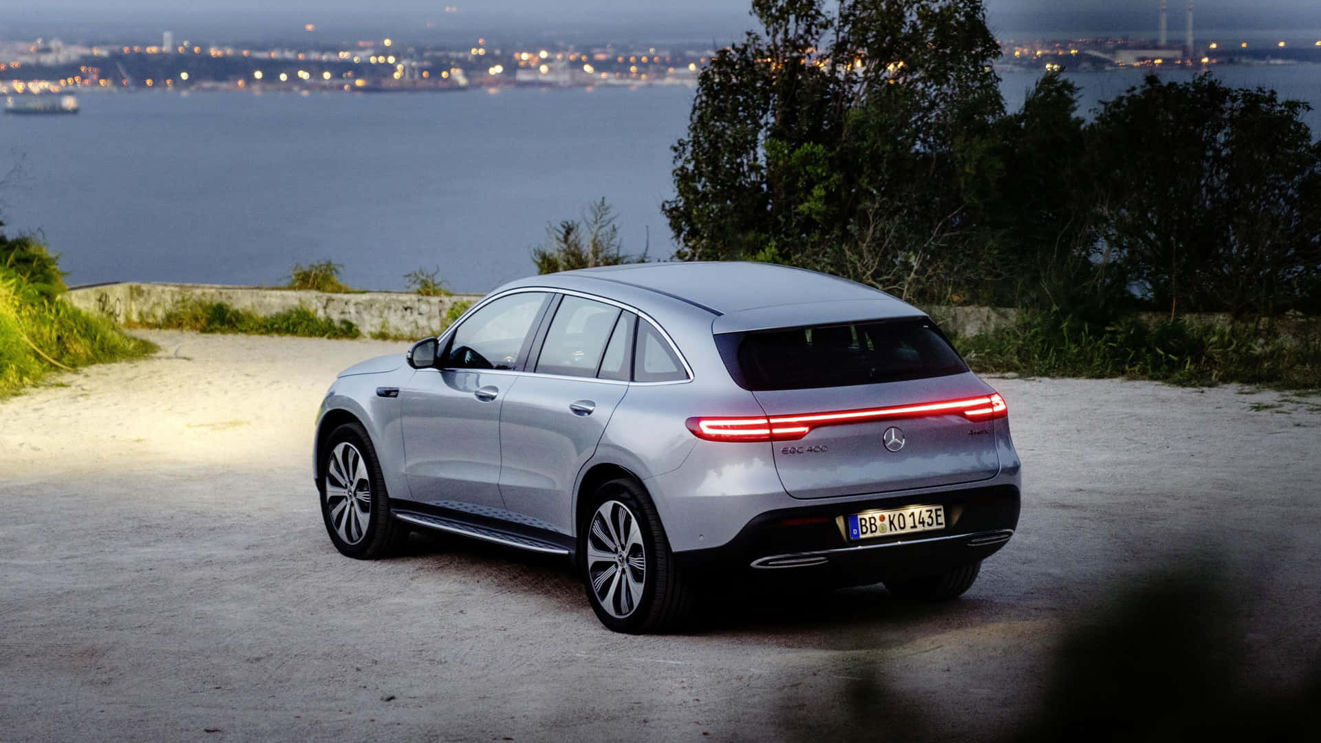 Mercedes Benz EQC, silver, coastal road, Full HD Desktop Wallpaper