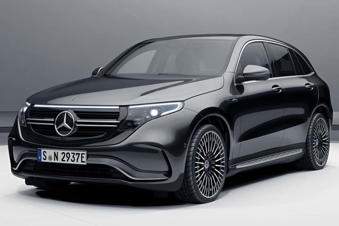 Mercedes Benz EQC, sleek black, minimalist studio, SD Desktop Wallpaper