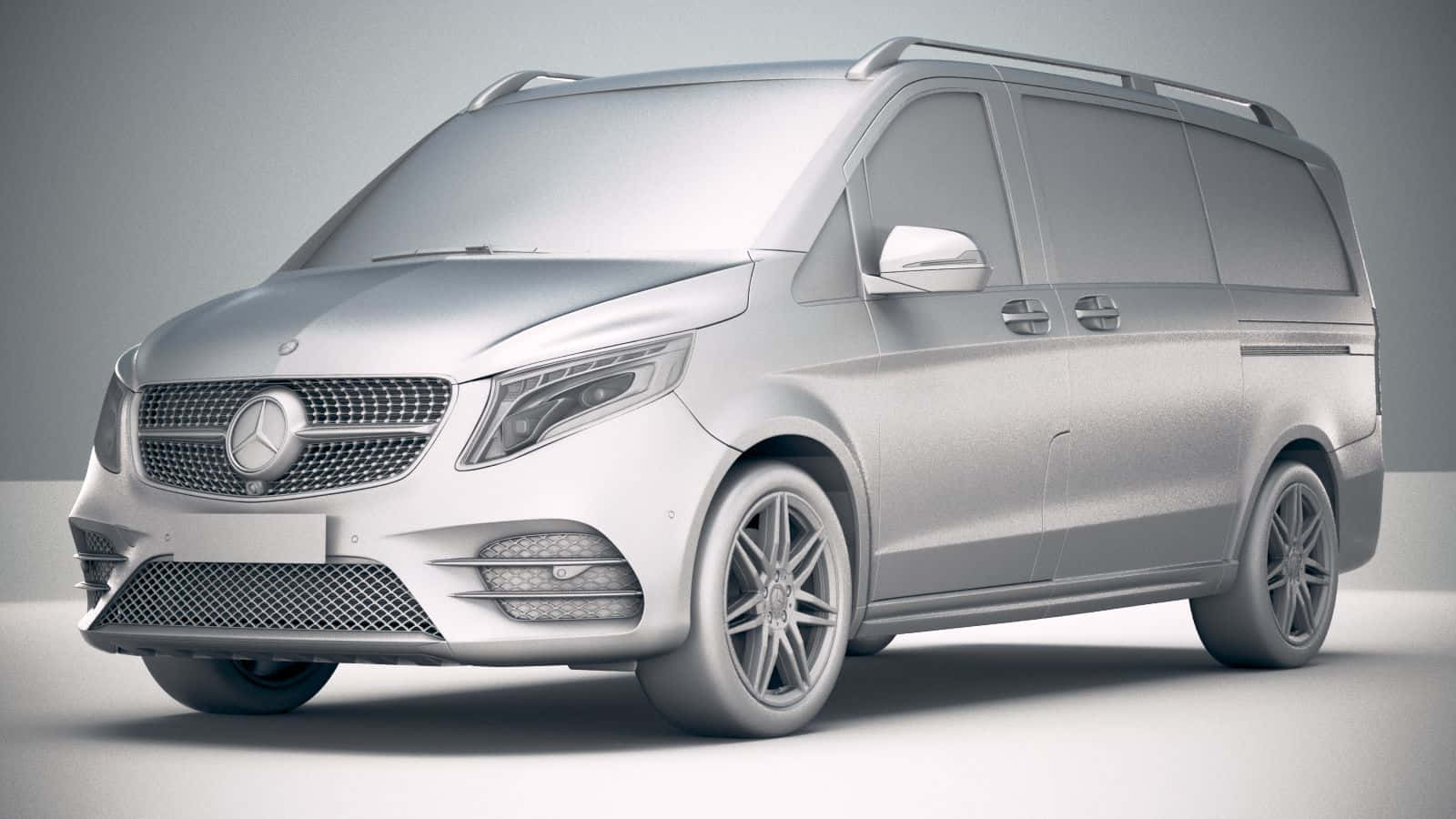 Mercedes-Benz V-Class, silver, minimalist studio, HD Desktop Wallpaper