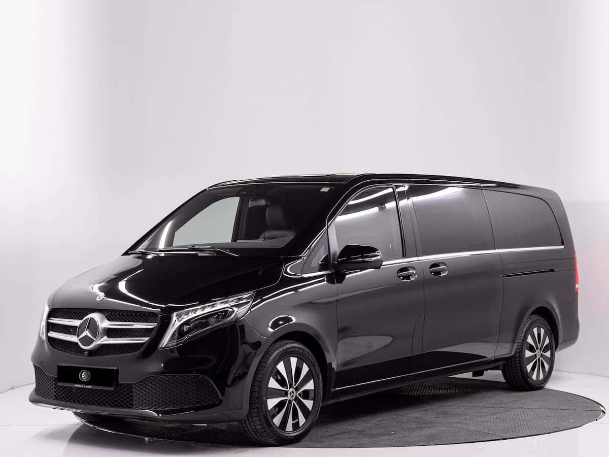 Mercedes-Benz V-Class, sleek black, studio lights, SD Desktop Wallpaper