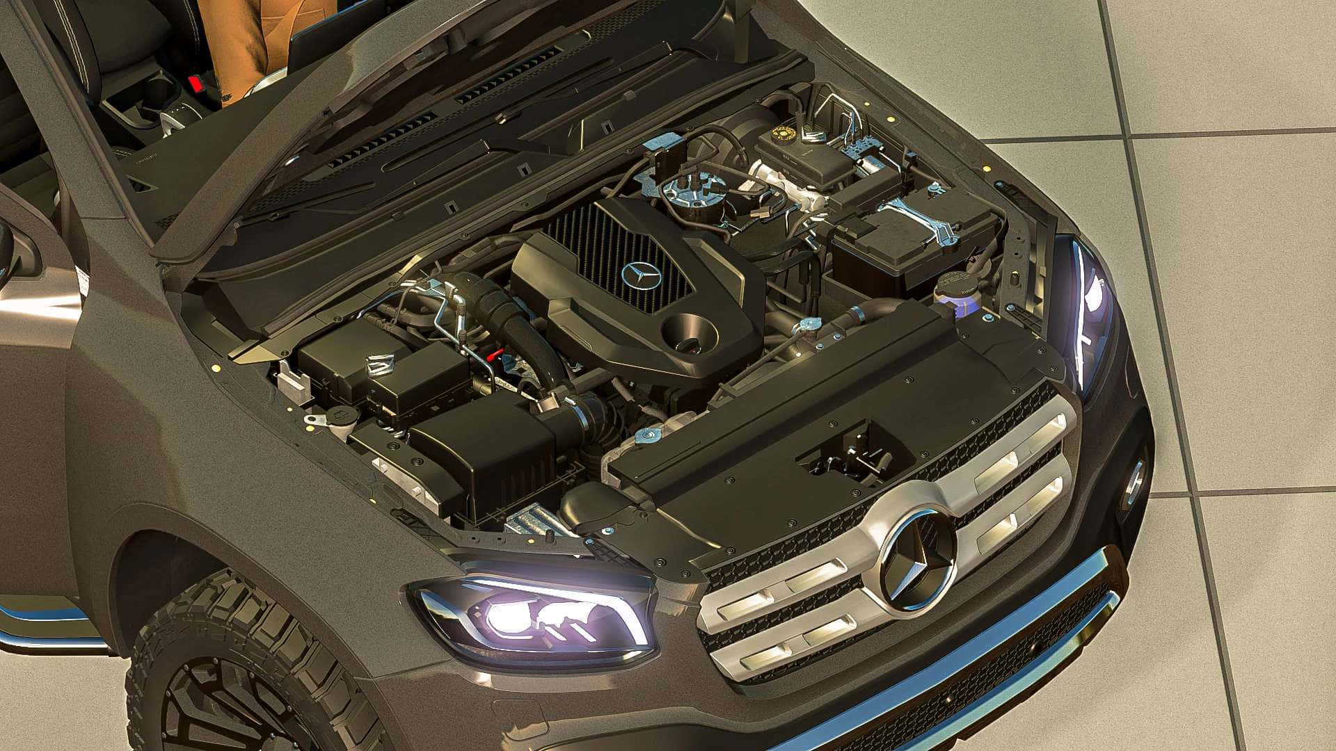 Mercedes Benz X-class, gray, hood open, Full HD Desktop Wallpaper