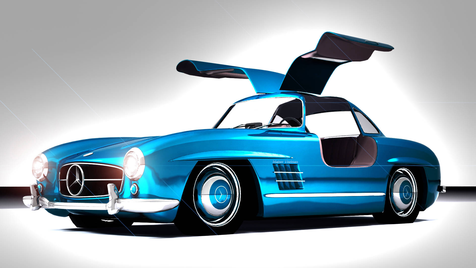 blue, Mercedes, classic Mercedes sports car, Full HD Desktop Wallpaper