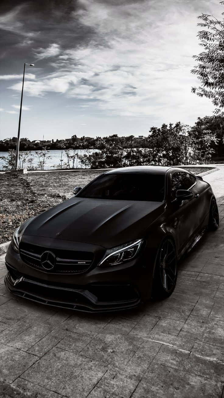 Mercedes, matte black, sports car, HD Phone Wallpaper