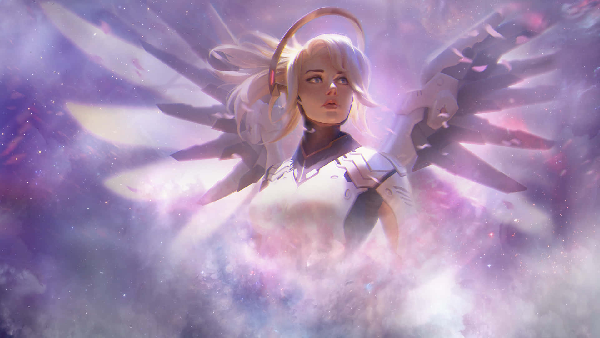 Mercy, Overwatch, anime angel, Full HD Desktop Wallpaper