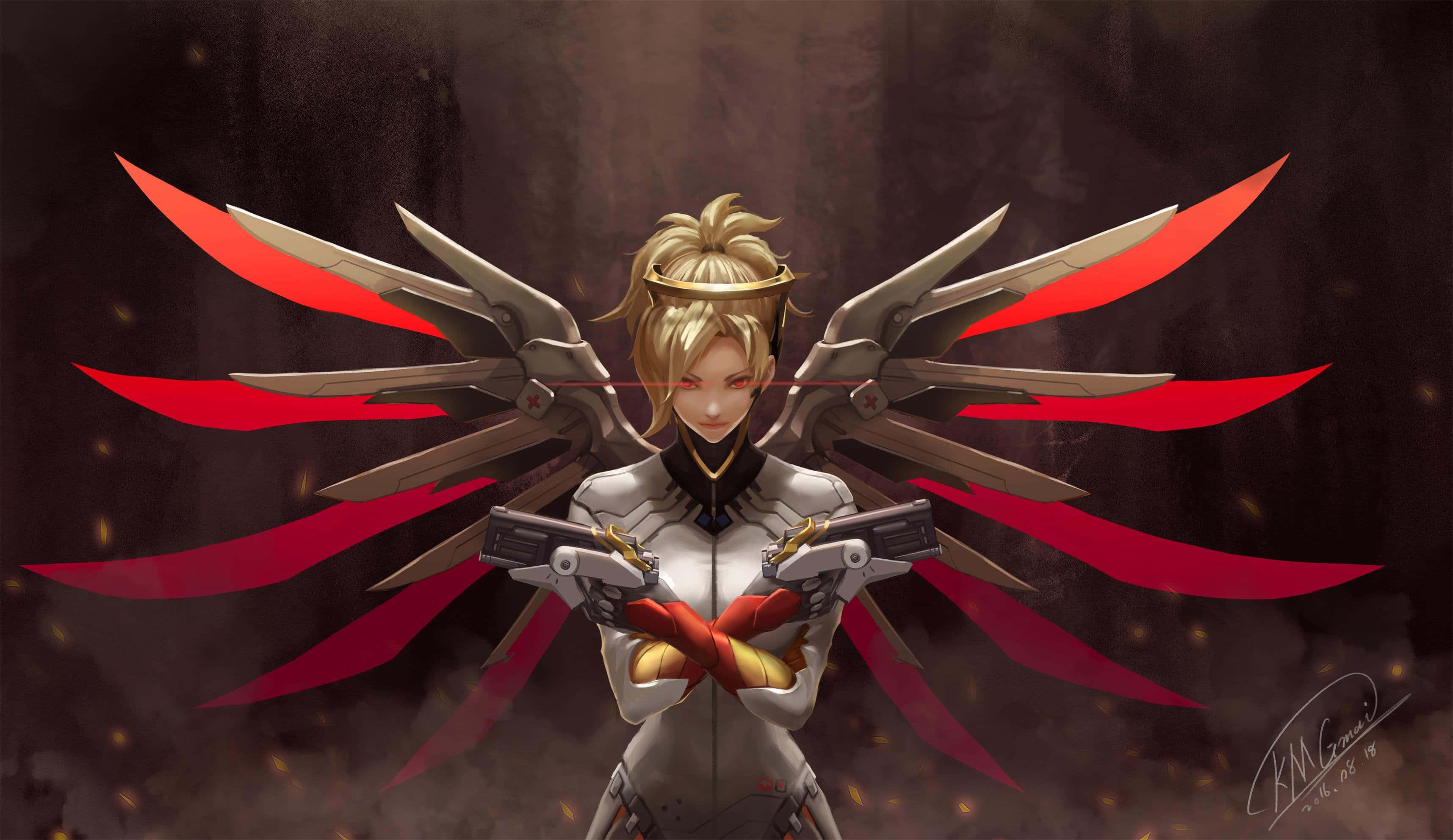 Mercy, Overwatch, mechanical wings, 2K Desktop Wallpaper
