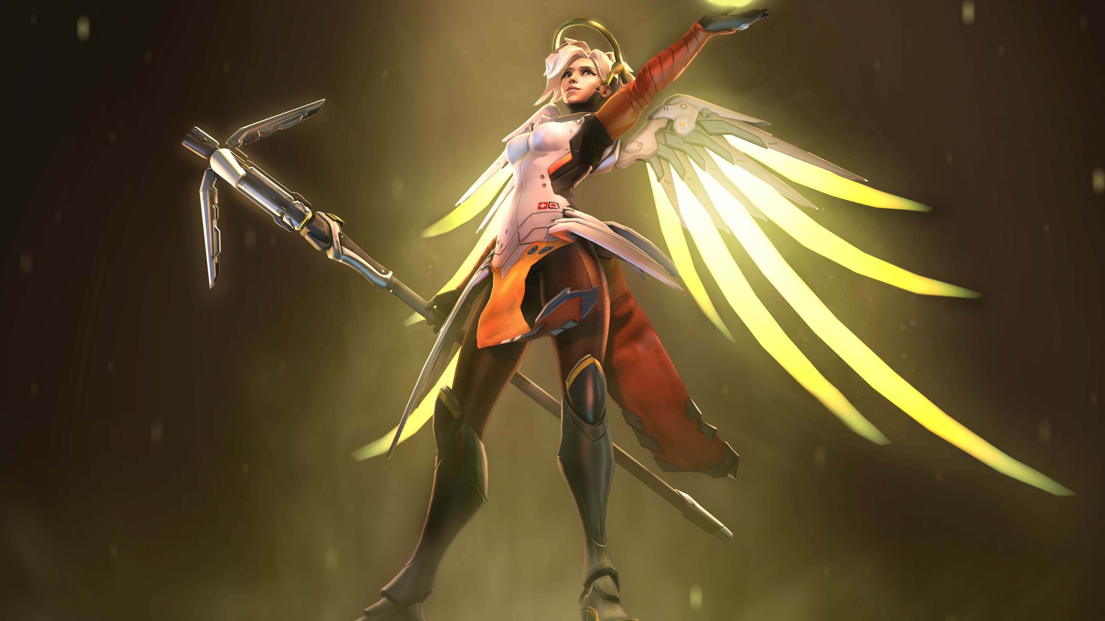 Mercy, Overwatch, glowing wings, 4K Desktop Wallpaper