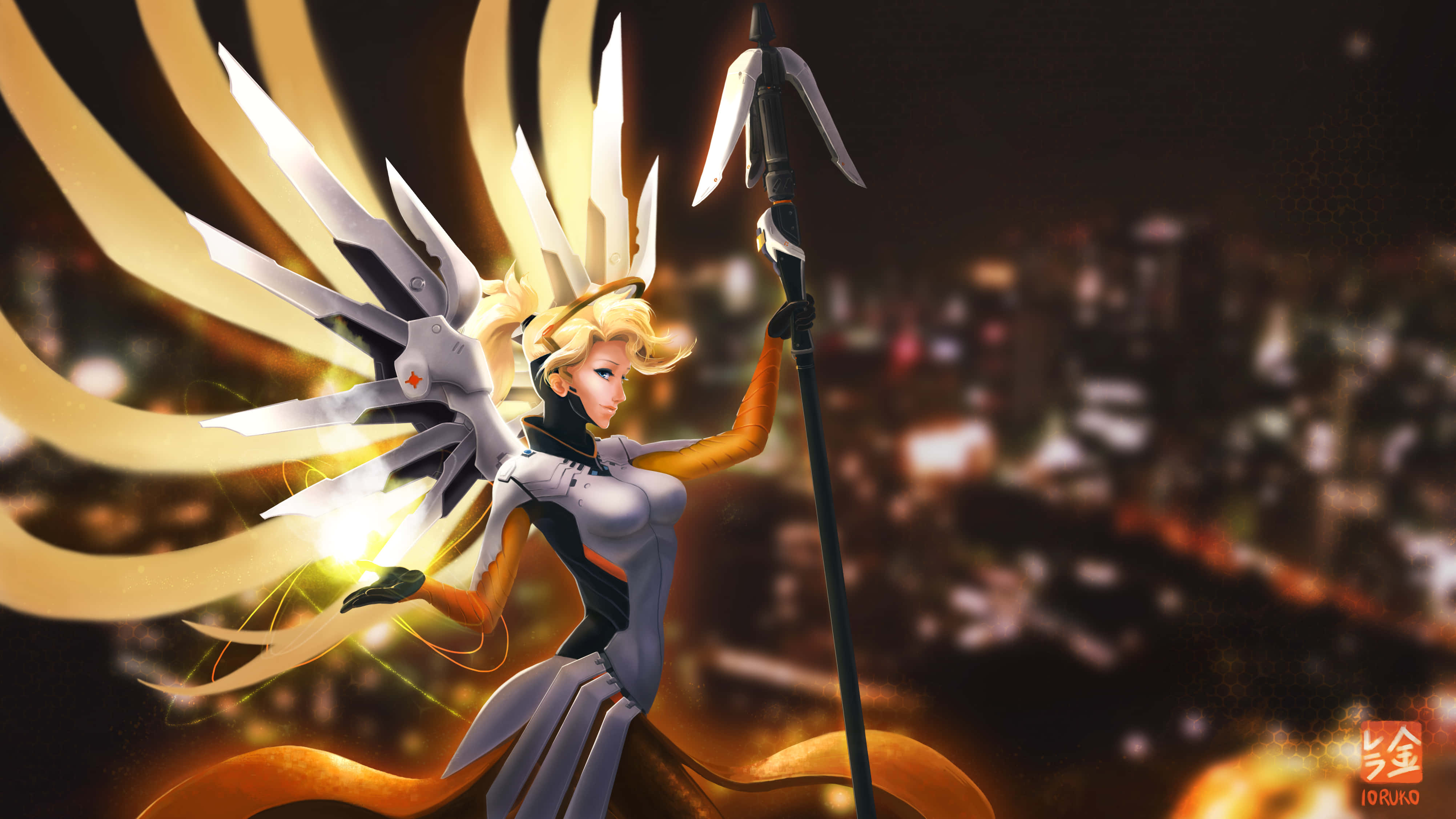 Mercy, Overwatch, blonde anime warrior, 4K Desktop Wallpaper