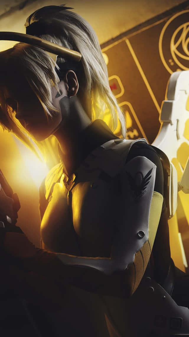 Mercy Overwatch, cyberpunk, anime girl, SD Phone Wallpaper