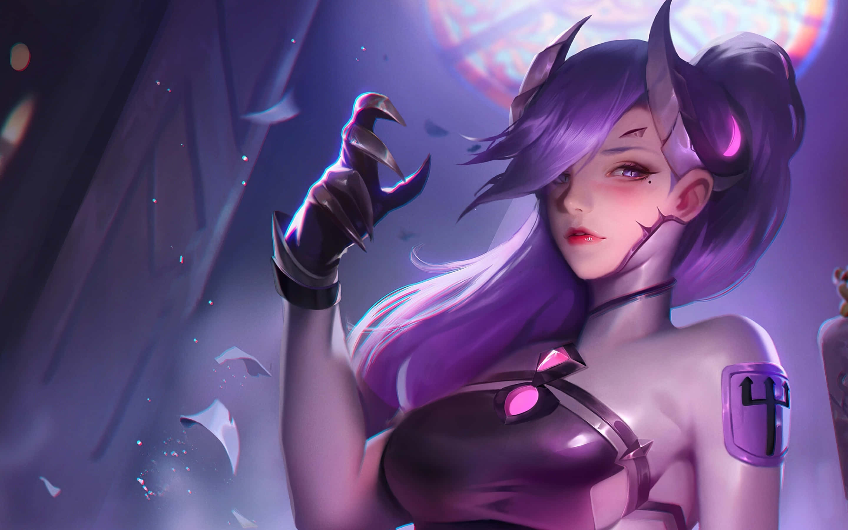 Mercy, Overwatch, purple-haired anime girl, 2K Desktop Wallpaper