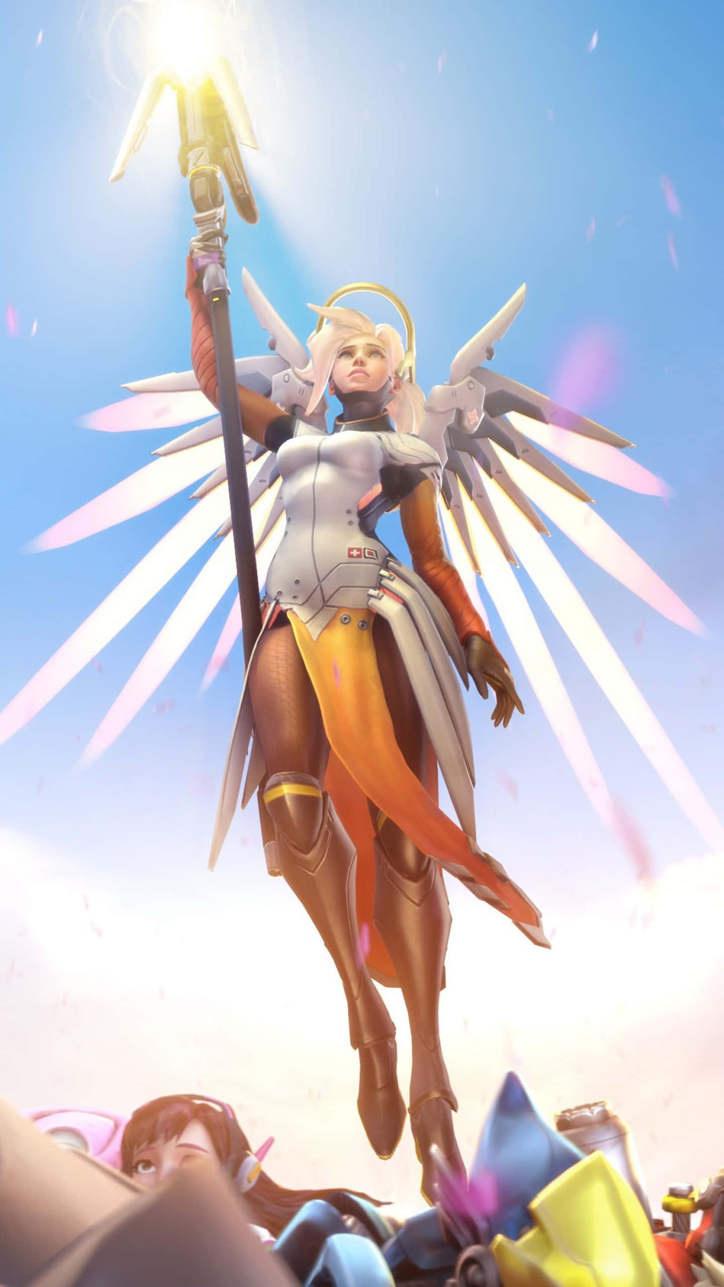 Mercy, Overwatch, angelic warrior, 2K Phone Wallpaper