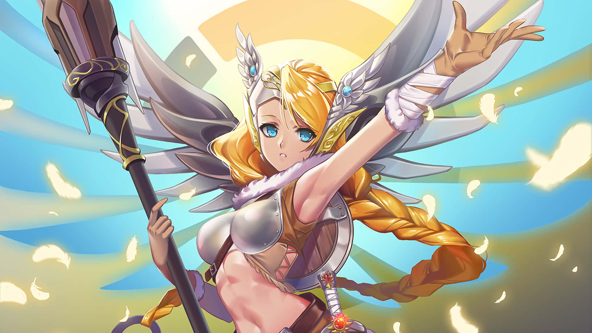 Mercy, Overwatch, silver wings, Full HD Desktop Wallpaper