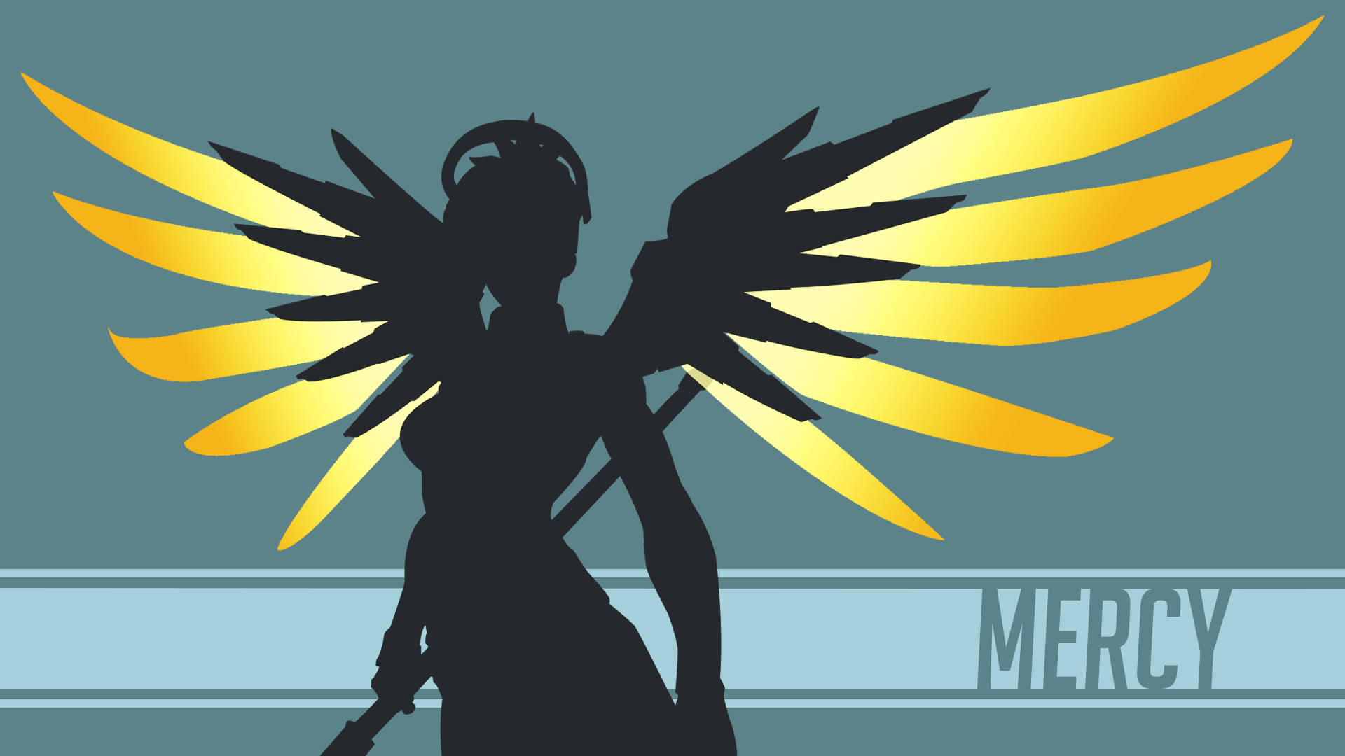 Mercy, Overwatch, glowing golden wings, Full HD Desktop Wallpaper
