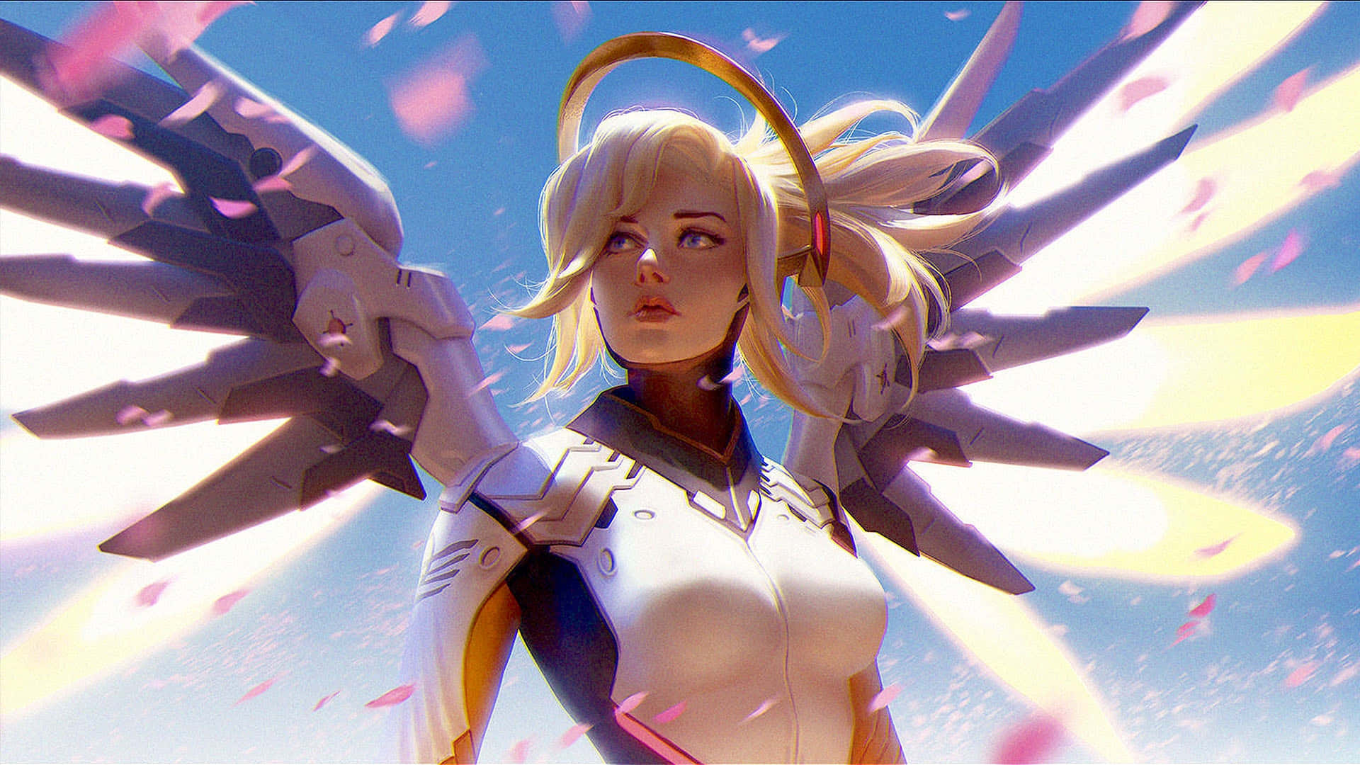 Mercy, Overwatch, anime angel, Full HD Desktop Wallpaper