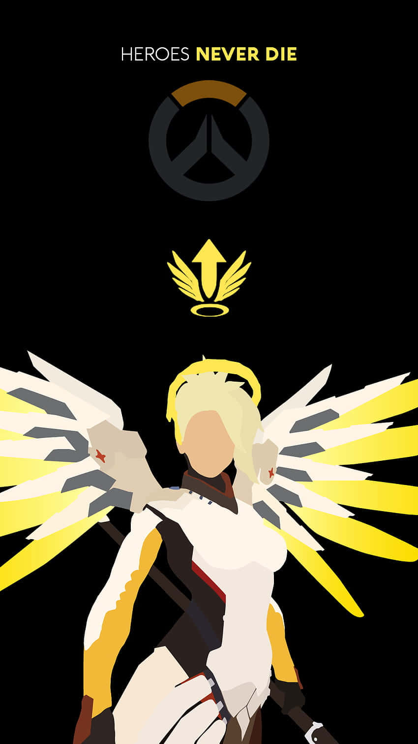 Overwatch, Mercy, yellow wings, HD Phone Wallpaper
