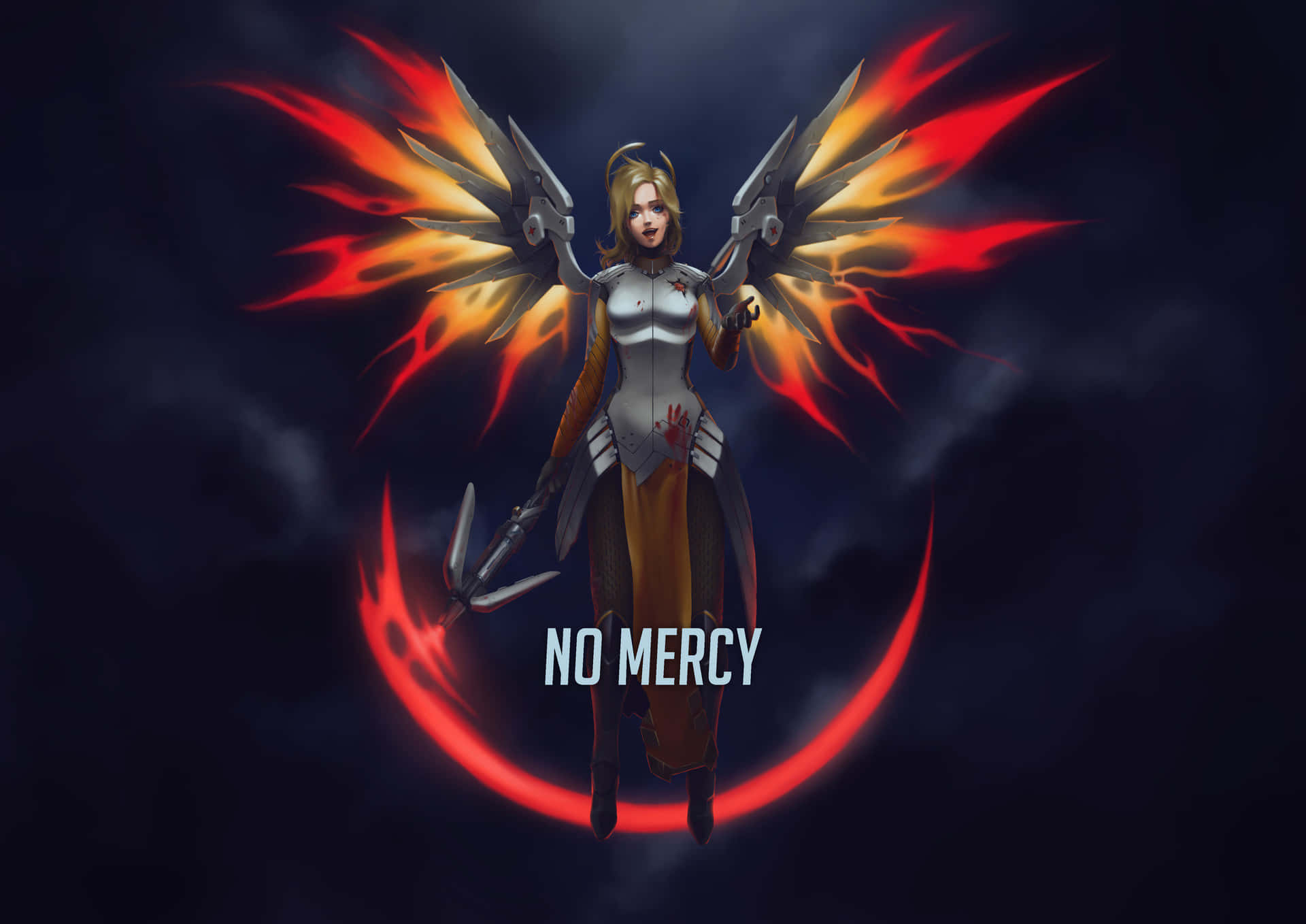 Mercy, Overwatch, fiery wings, Full HD Desktop Wallpaper