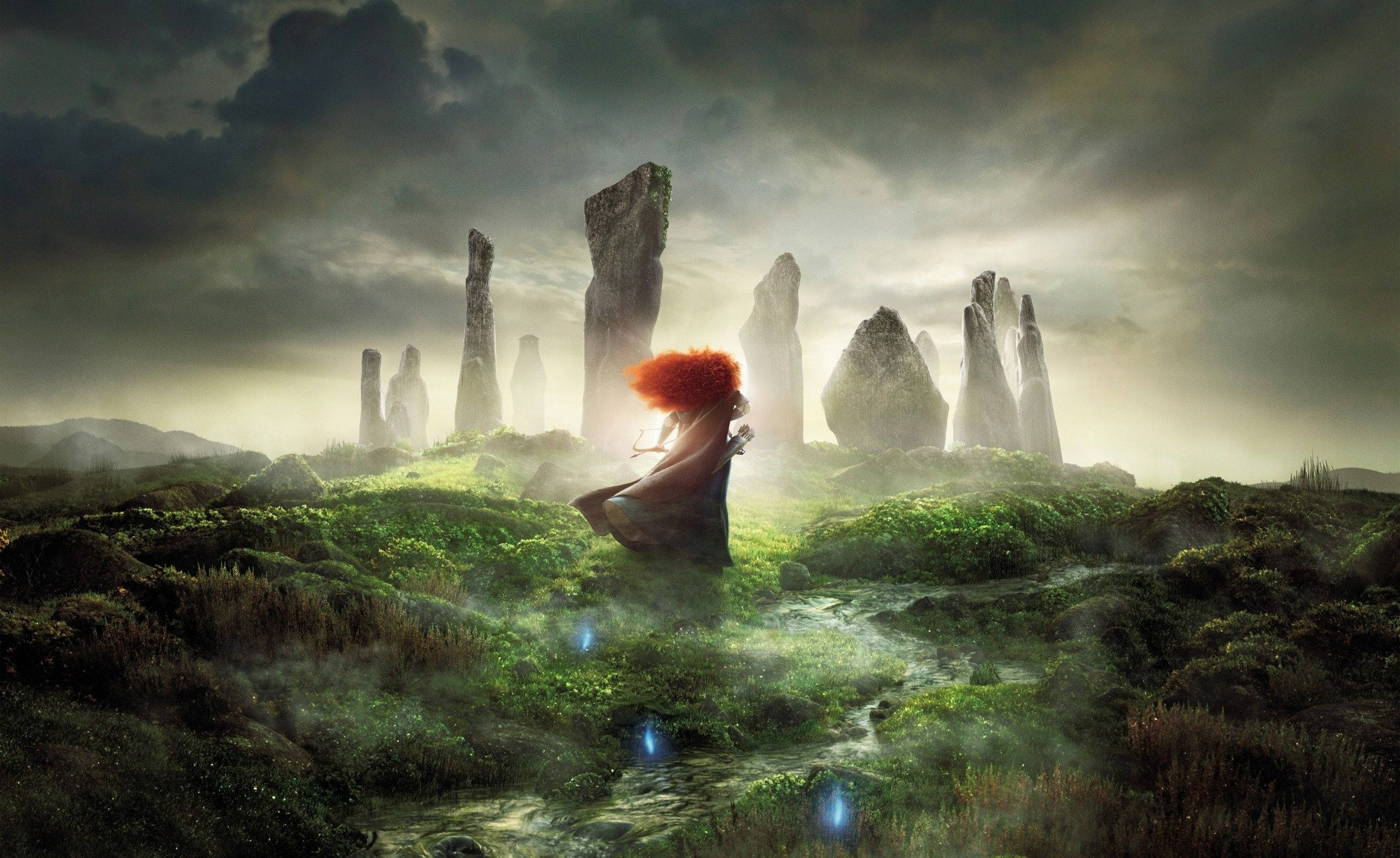 Merida, red-haired figure, flowing robe, 2K Desktop Wallpaper