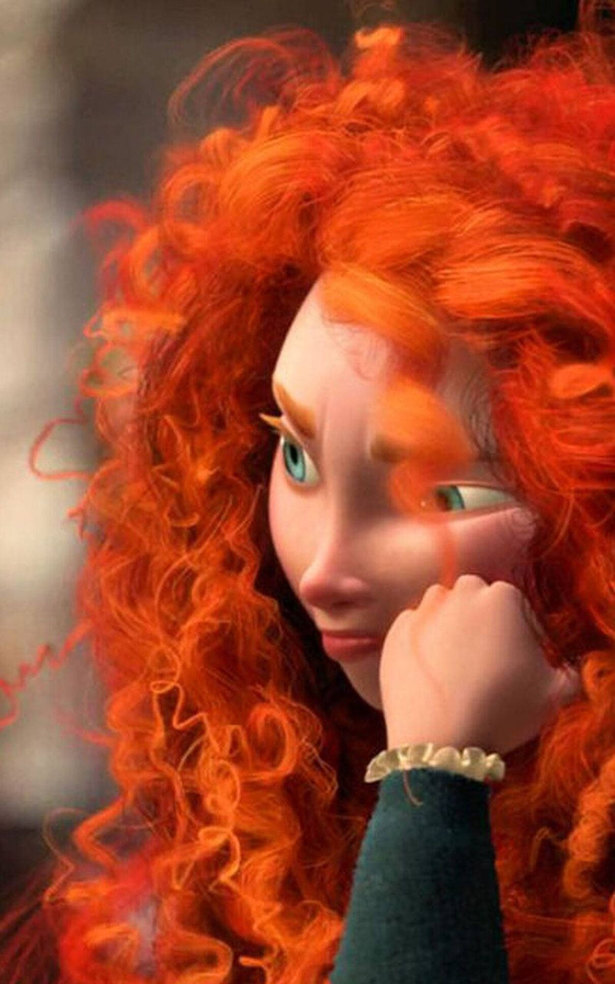 Merida, fiery red curls, green eyes, Full HD Phone Wallpaper