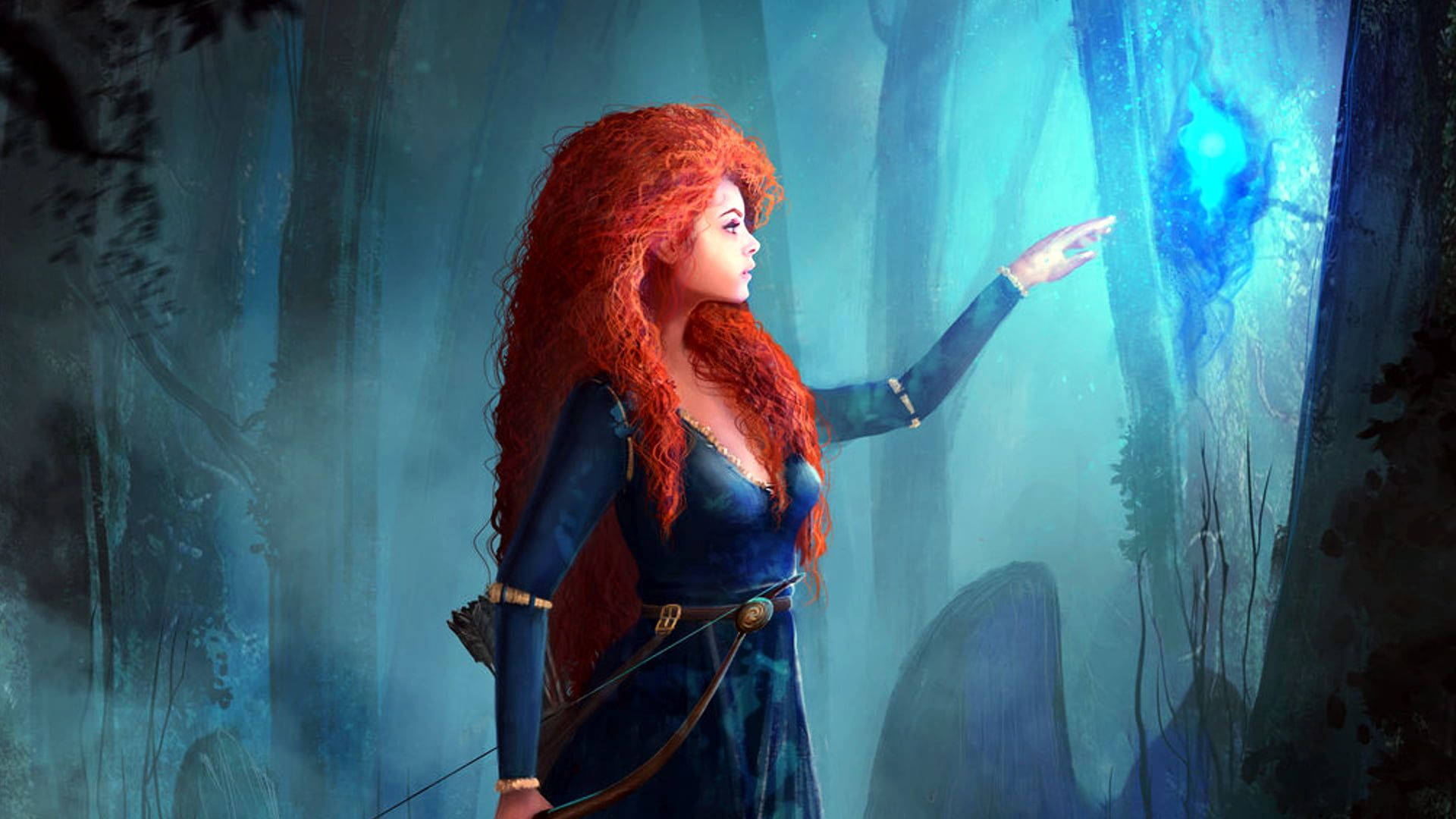 Merida, red-haired woman, blue dress, Full HD Desktop Wallpaper