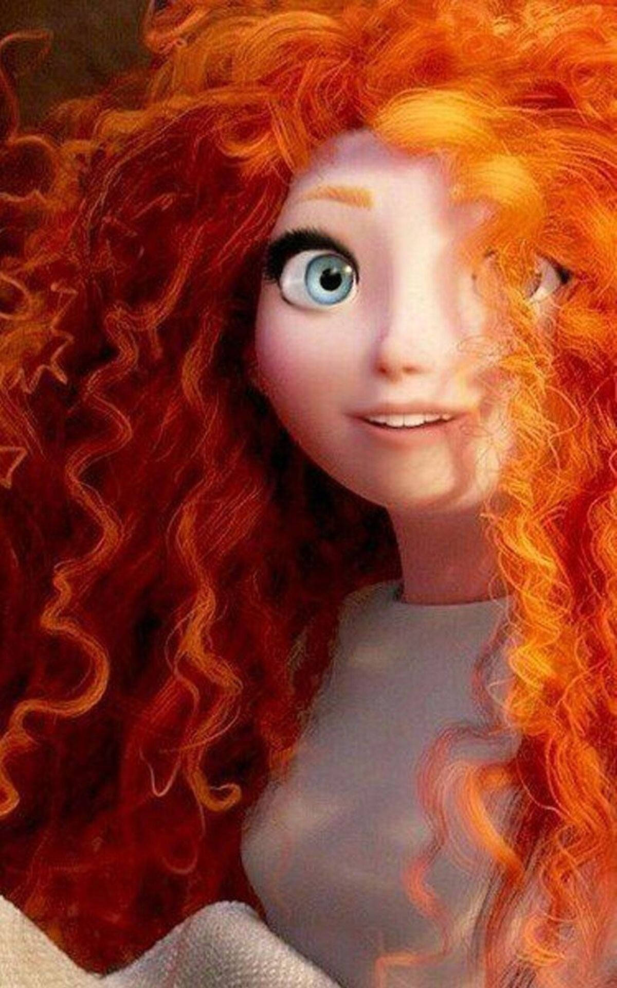 Merida, fiery red curls, bright blue eyes, Full HD Phone Wallpaper