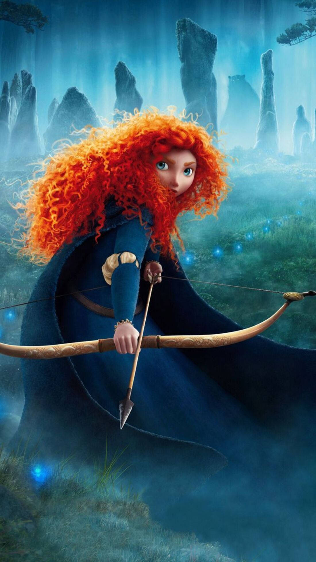 Merida, blue cloak, misty forest, Full HD Phone Wallpaper