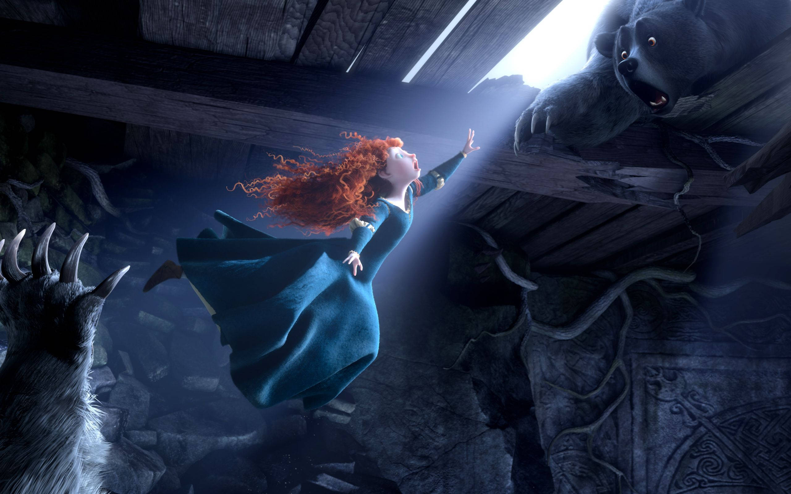 Merida, red-haired girl, blue dress, 2K Desktop Wallpaper