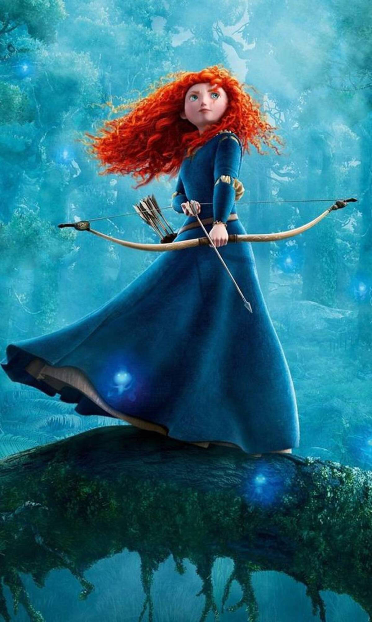 Merida, red-haired heroine, blue dress, Full HD Phone Wallpaper