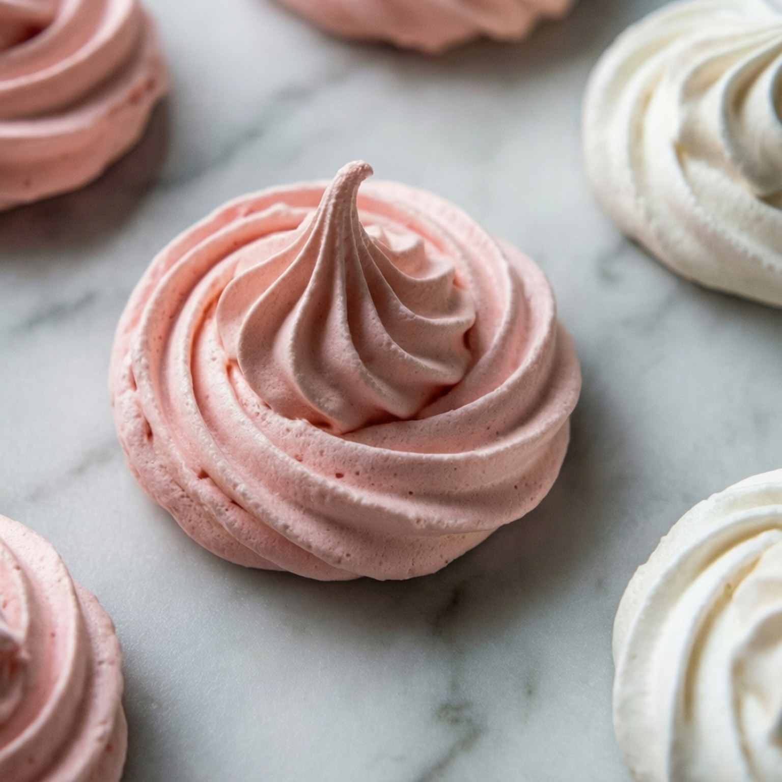 Meringue Rosettes, pink and white meringue cookies, piped swirls, HD Desktop Wallpaper