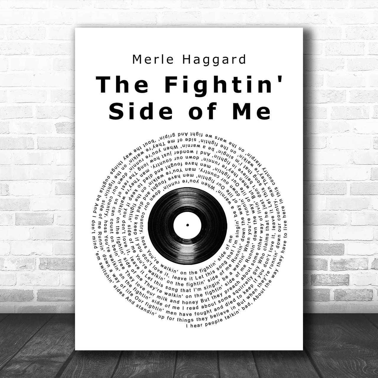 Merle Haggard, black and white vinyl record, song lyrics, HD Desktop Wallpaper