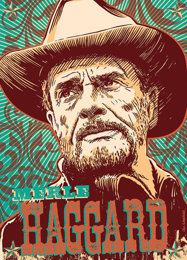 Merle Haggard, cowboy hat, teal, SD Phone Wallpaper