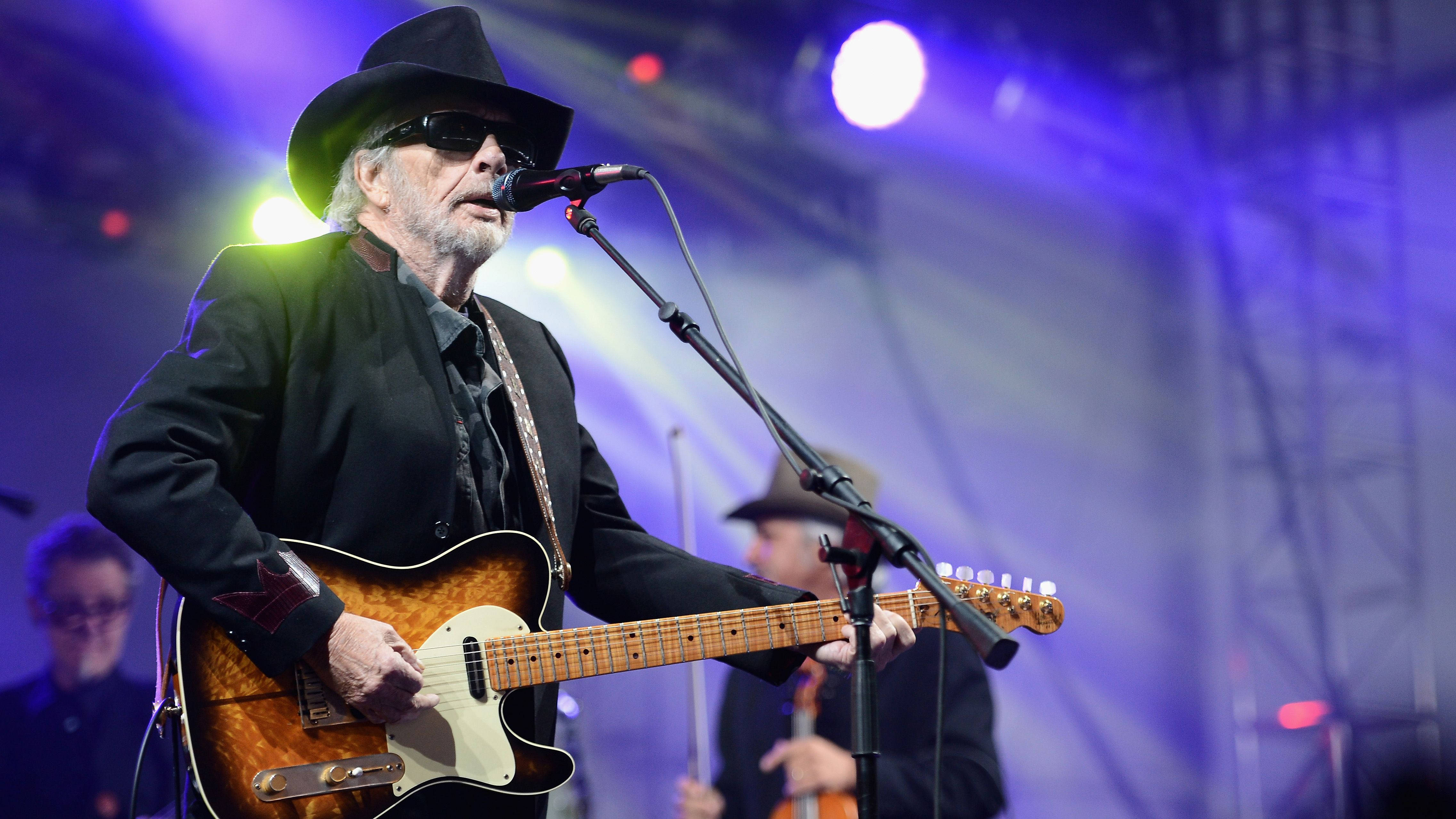 Merle Haggard, black hat, sunglasses, 4K Desktop Wallpaper
